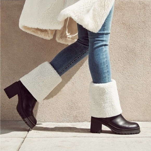 Just Fab Fold Over Heeled Boot Black Caviar NIB - Picture 2 of 12